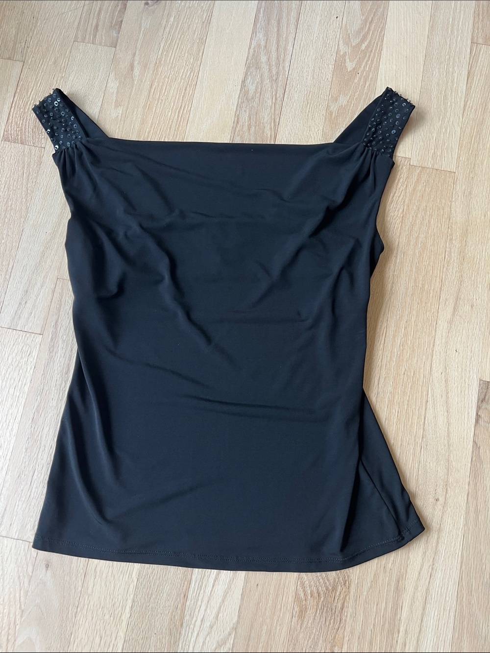 White House Black Market Black Beaded Strap Camisole